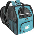 PetAmi Expandable Dog Cat Backpack Carrier, Airline Approved, Teal Blue