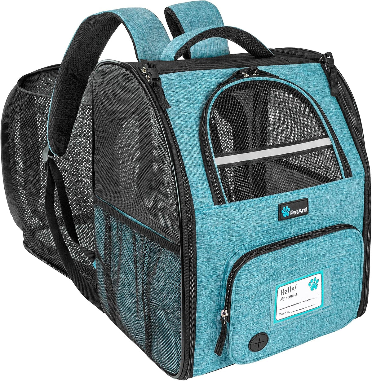 PetAmi Expandable Dog Cat Backpack Carrier, Airline Approved, Teal Blue