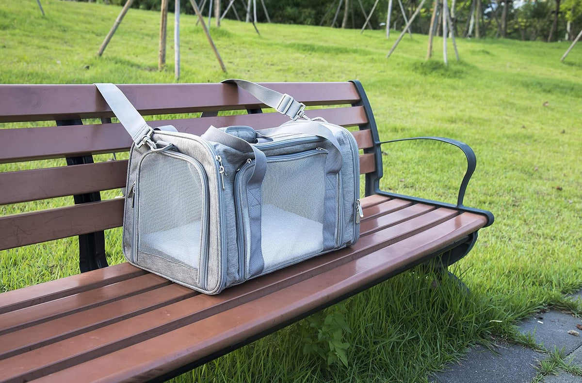 Soft Sided Carrier for Small Medium Cats Dogs,TSA Airline Approved Collapsible Travel Pet Carrier Medium Grey