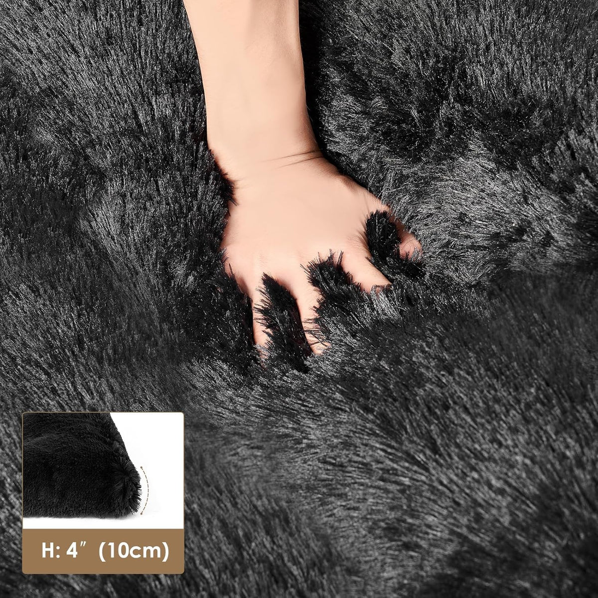 EHEYCIGA Fluffy Dog Crate Bed, Plush XX Large Dog Pillow, Black