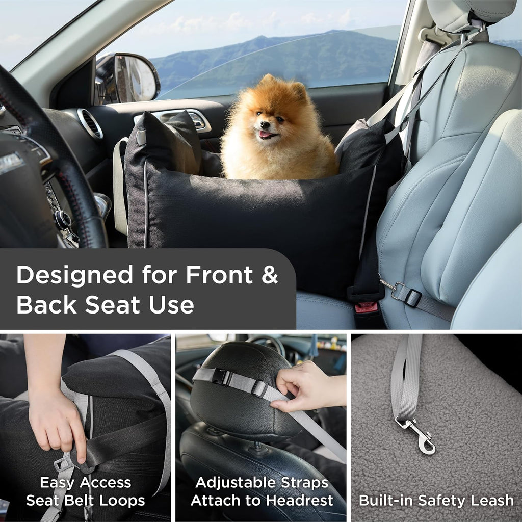 Lesure Dog Car Seat for Small Dogs,Booster Car Bed for Puppy Under 25lbs