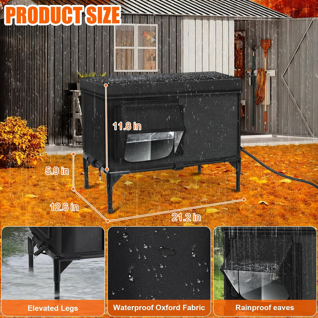 Cat Houses for Outdoor Cats, Insulated Heated Outdoor Cat House Shelter, M