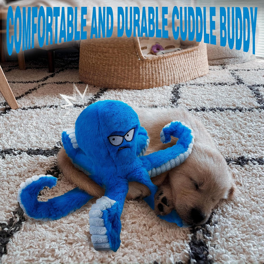 LEGEND SANDY Tough Dog Toys, Stuffed Chew Large Dog Toys to Keep Them Busy, Interactive Squeaky Tug of War Doggie Toy, Crinkle Blue Octopus | Interactive Tug of War Puppy Toys, Crinkle Stuffed Octopus for Small Medium and Large Breeds, Birthday Gift fo...