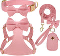 Beirui Cute Small Dog Harness Collar and Leash Set, Pink,XS,Chest 13-28"