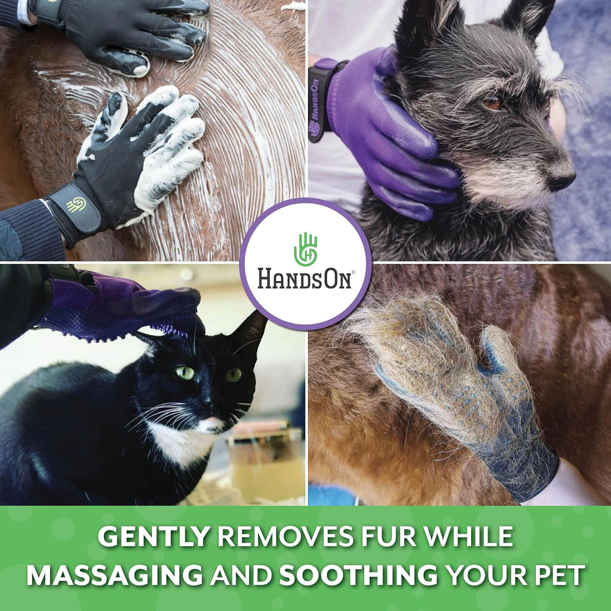 Pet Grooming Gloves - Patented #1 Ranked, Award Winning Shedding, Bathing, & Hair Remover Gloves - Gentle Brush for Cats, Dogs, and Horses (Grey, Medium) 