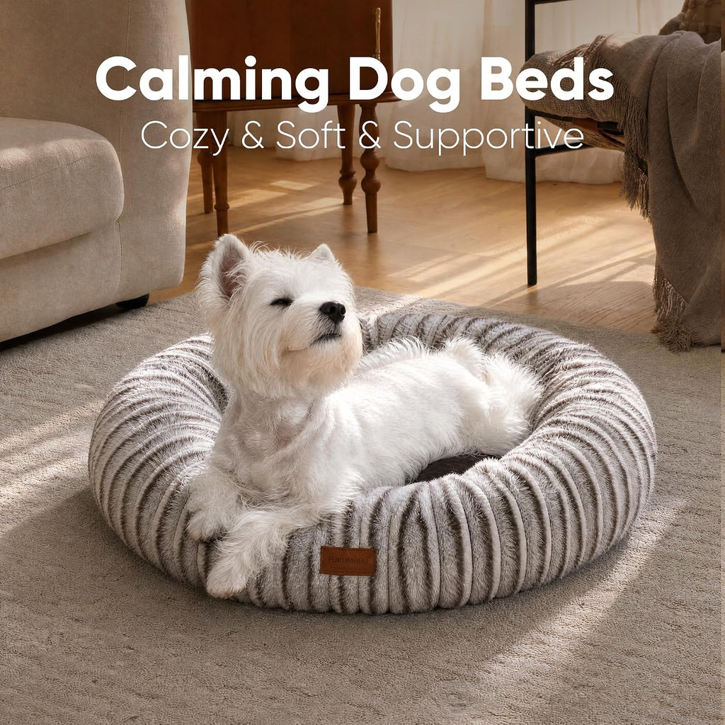 FUKUMARU Dog Bed, 30" Orthopedic Dog Beds for Medium Dogs, Donut Cat Beds
