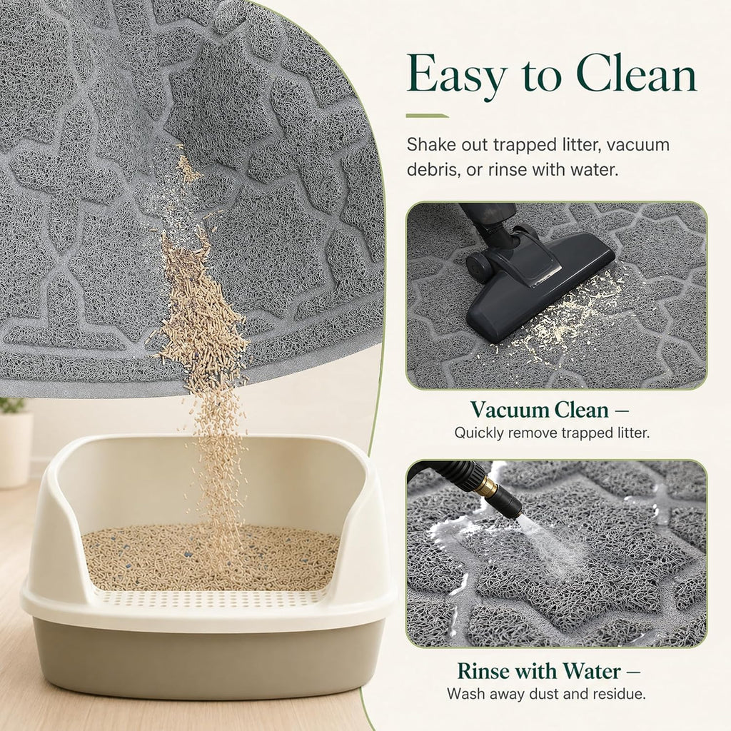 Yimobra Cat Litter Mat, Waterproof Litter Trap Mat, 35.4x23.6, Dark Grey | PVC Litter Box Mat with Non Slip Backing, Easy Clean Surface and Scatter Control Design for Cleaner Floors