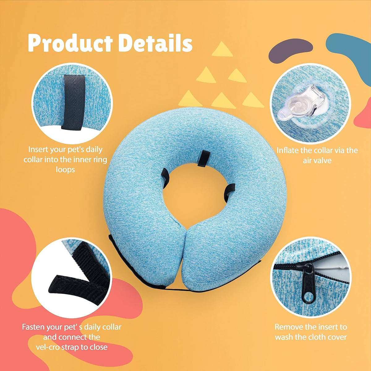 Big Ant Protective Inflatable Collar for Dogs and Cats, Soft Cone for Dogs After Surgery, Dog Neck Donut Collar, Dog Cone Collar Soft Pet Recovery Collar Does Not Block Vision E-Collar (Large, Blue)