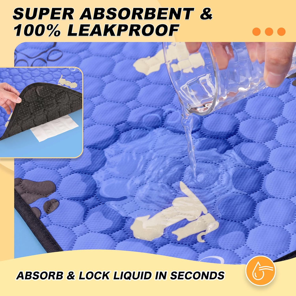 WanpeeGoo Washable Pee Pads for Dogs, Waterproof, 72 x 72 in, 1 Pack, Blue | Super Absorbent, Waterproof and Non-Slip; Washable, Reusable Dog Pads for Crates, Playpens, Floors, Furniture and Travel