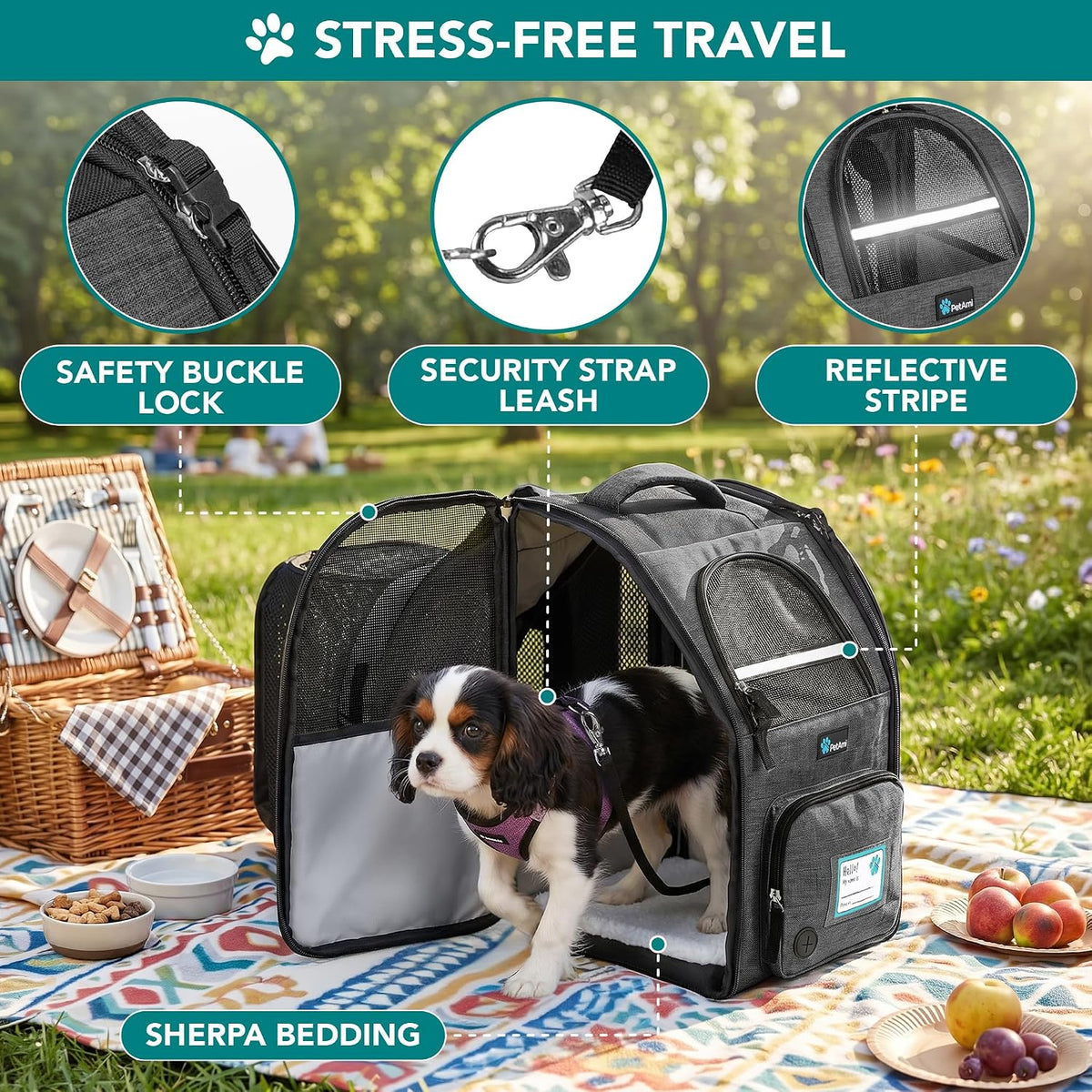 PetAmi Expandable Dog Cat Backpack Carrier, Airline Approved, Dark Gray