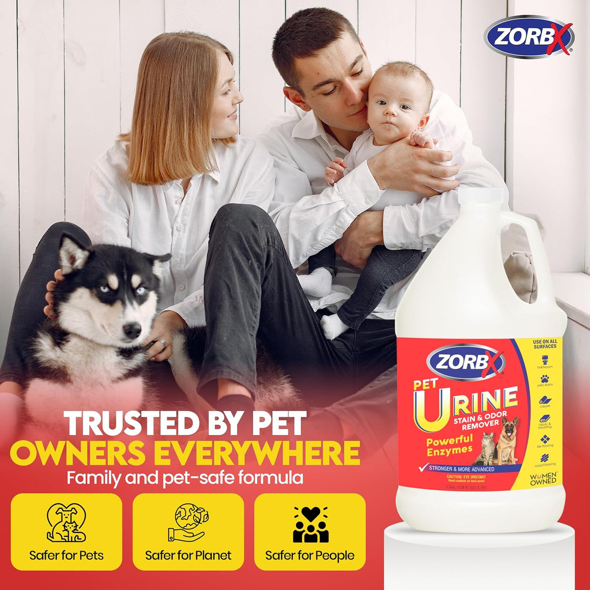 ZORBX Powerful Enzyme Pet Urine Stain & Odor Remover 128 Oz