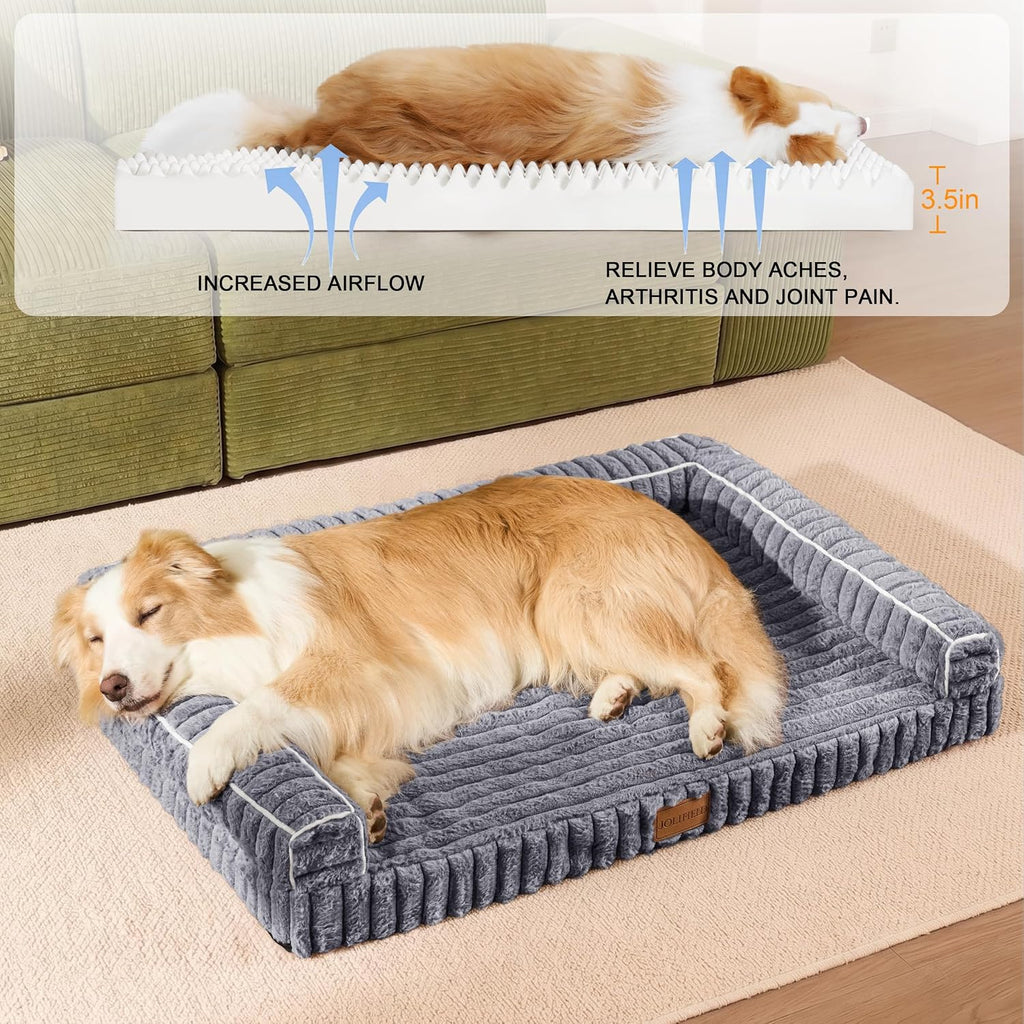 Orthopedic Large Dog Bed Furry Pet Bed, Washable Cover 48''X30''
