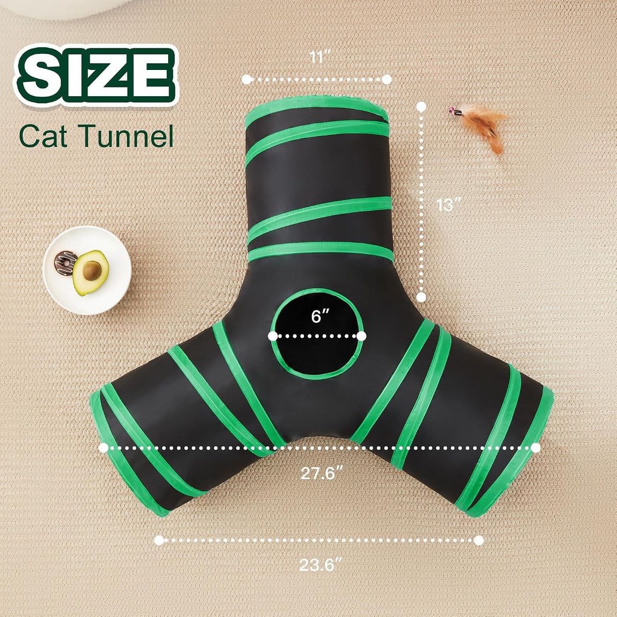 Love's cabin Cat Tunnel for Indoor Cats, 3-Way Collapsible Play Tunnel