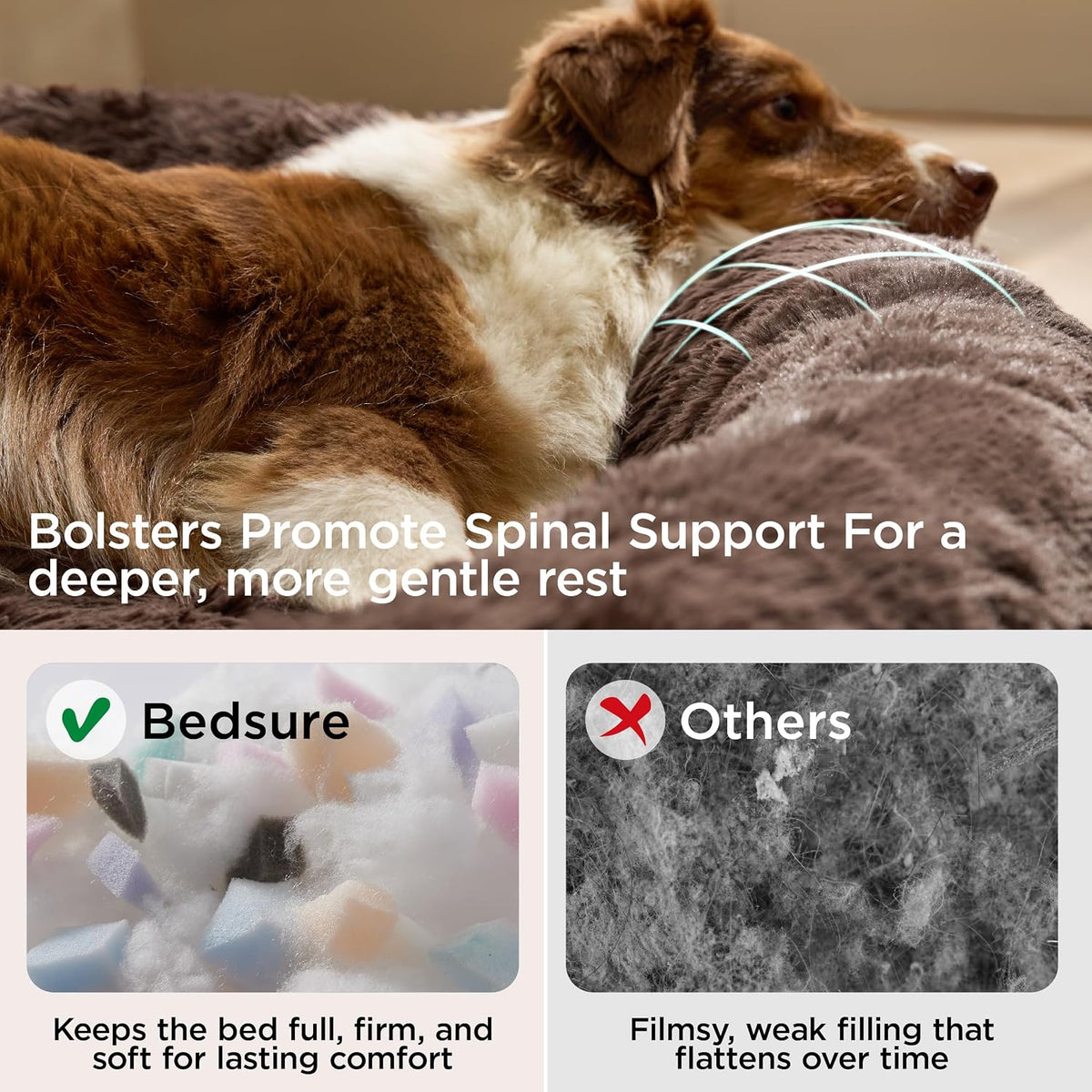 Bedsure SupportMax® Calming XL Dog Bed Extra Large Washable Pet Bed,42in