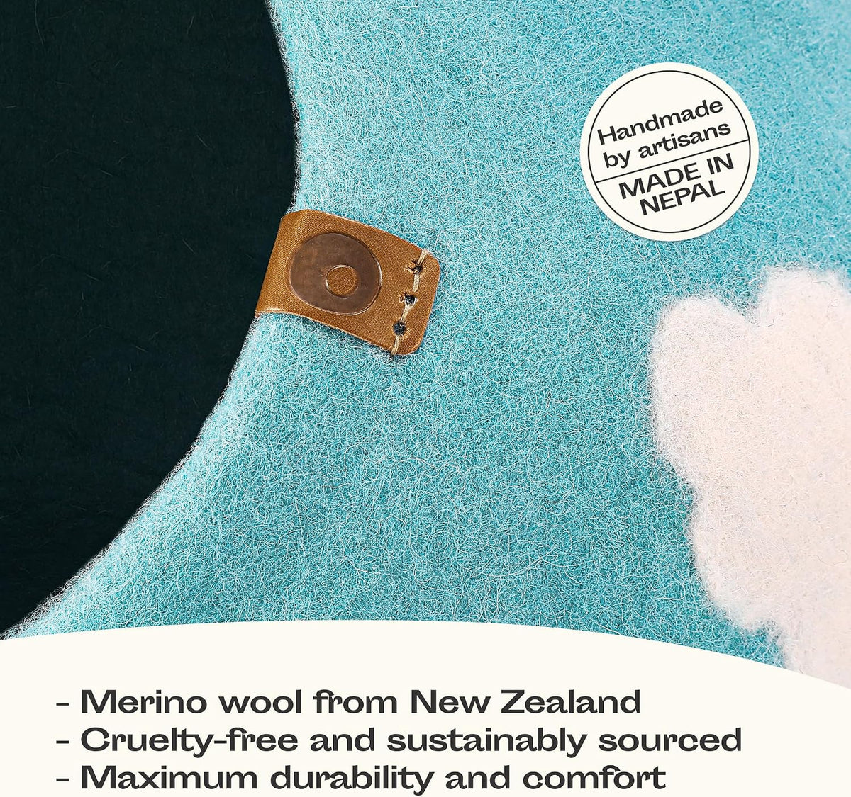 MEOWFIA Cat Cave - New Zealand Wool Bed for Indoor Cats (Cloud Nap Blue)