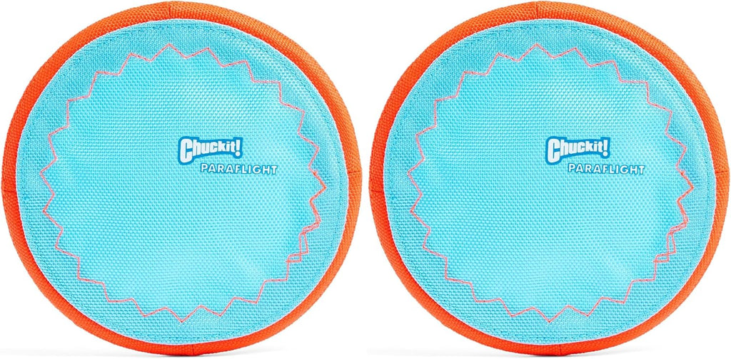 Chuckit! Paraflight Flying Disc Dog Toy - Water Floating Flyer - Durable Nylon Construction with Soft Rubber Edges - for Small and Medium Dogs - Size Small - 6.75" L x 6.75" W (Pack of 2)