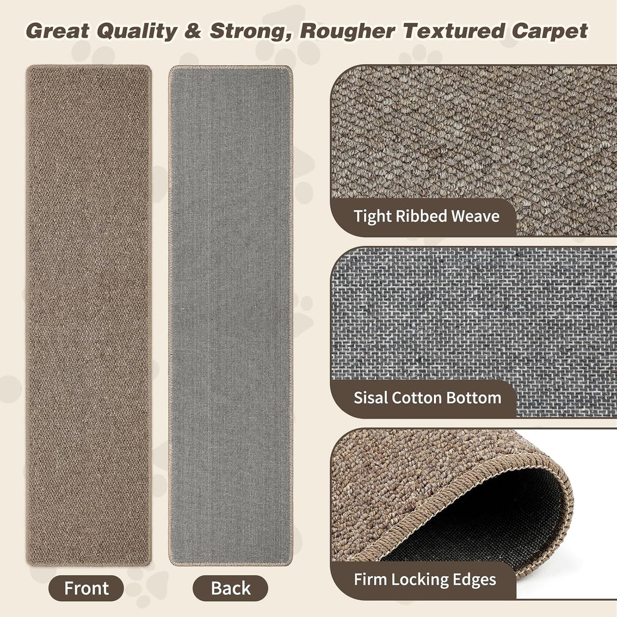 FHTONGE 71x15.8" Thickened Cat Wall Climbing Carpet with 16 Fixed Nails
