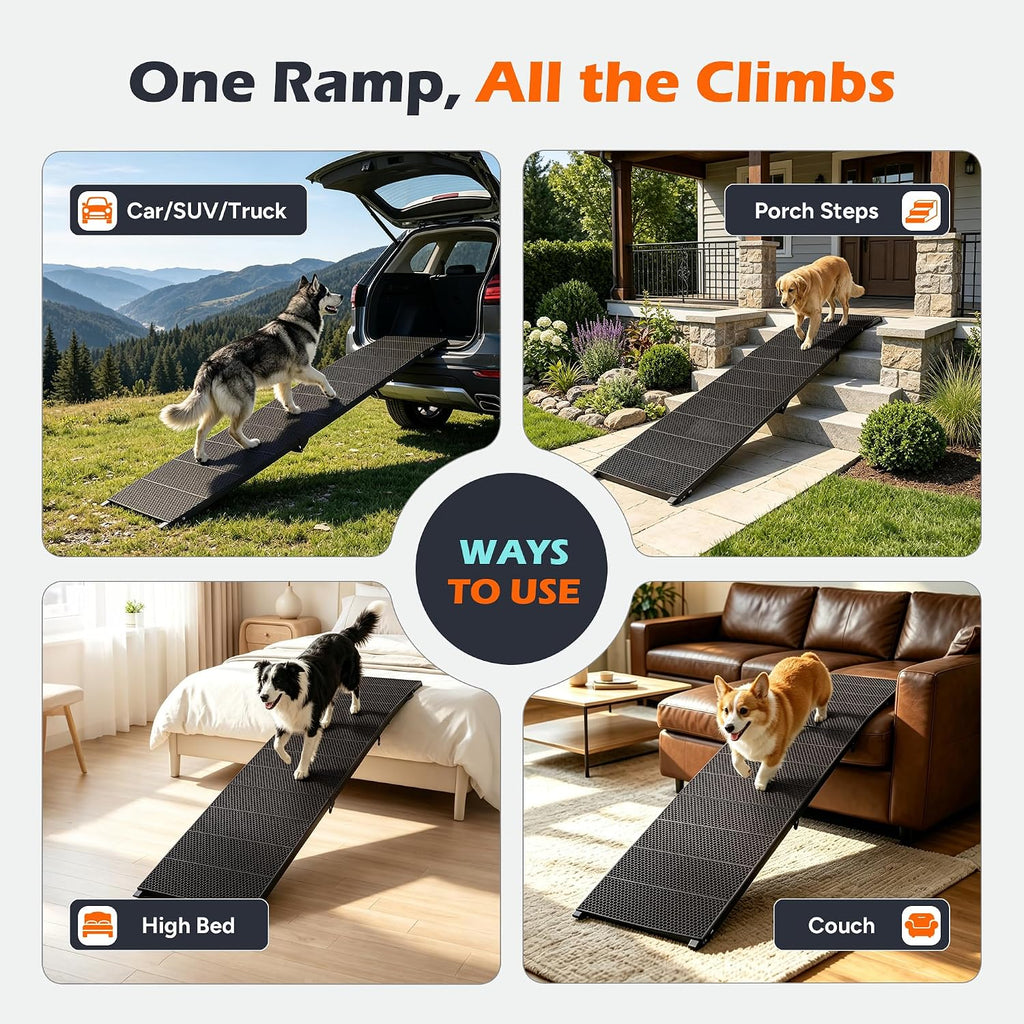 Foldable Dog Ramp for Car, 71 inches Long Portable Ramp for Large Dogs