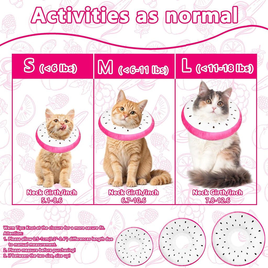 Cat Cone Collar Soft, Cat Recovery Cone (Dragonfruit, S)