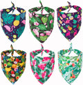 ADOGGYGO Summer Flamingo Dog Bandanas, 6 Pack Hawaiian Fruit Scarf, Small