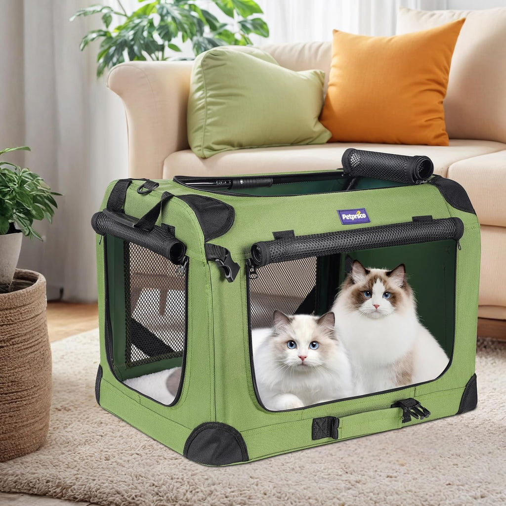 Petprsco Large Cat Carrier for 2 Cats/Small Dogs 24"x17"x17" for Car Travel