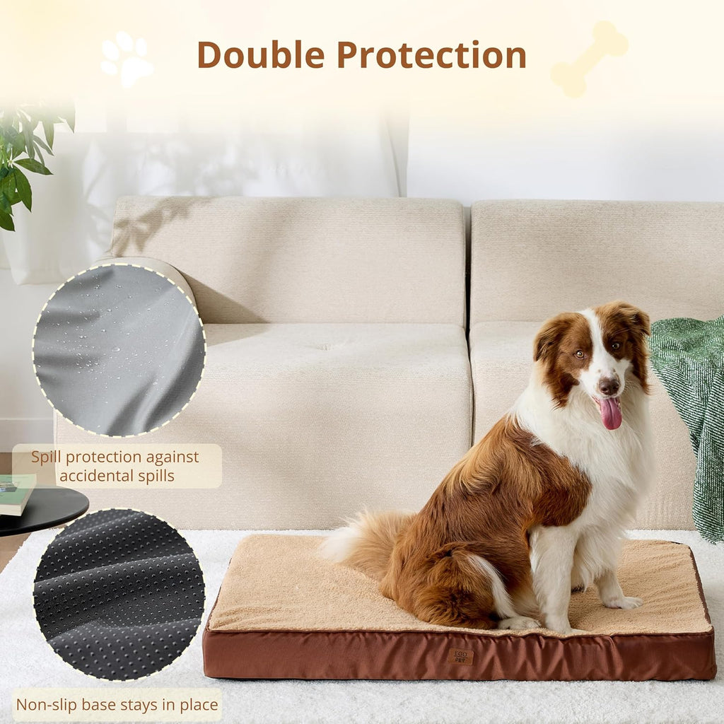 EGOHOME Comfort Orthopedic Egg-Crate Foam Flat Dog Bed, Brown, 29x21