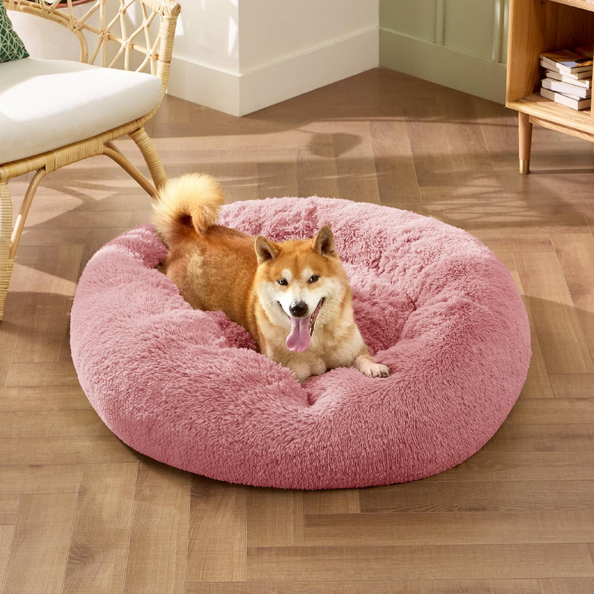 Bedsure Calming Dog Bed Medium Size Dog Donut Washable Pet Bed,30ins