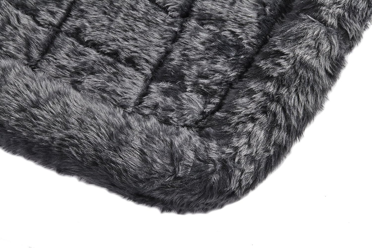 QuietTime by MidWest 54" Dog Crate Bolster Bed, Gray, XL Breeds | Faux Fur Crate Mat, Measures 50.99 x 37.01 x 4.73 Inches, Machine Washable Pet Bed, Fits Most 54-Inch Dog Crates
