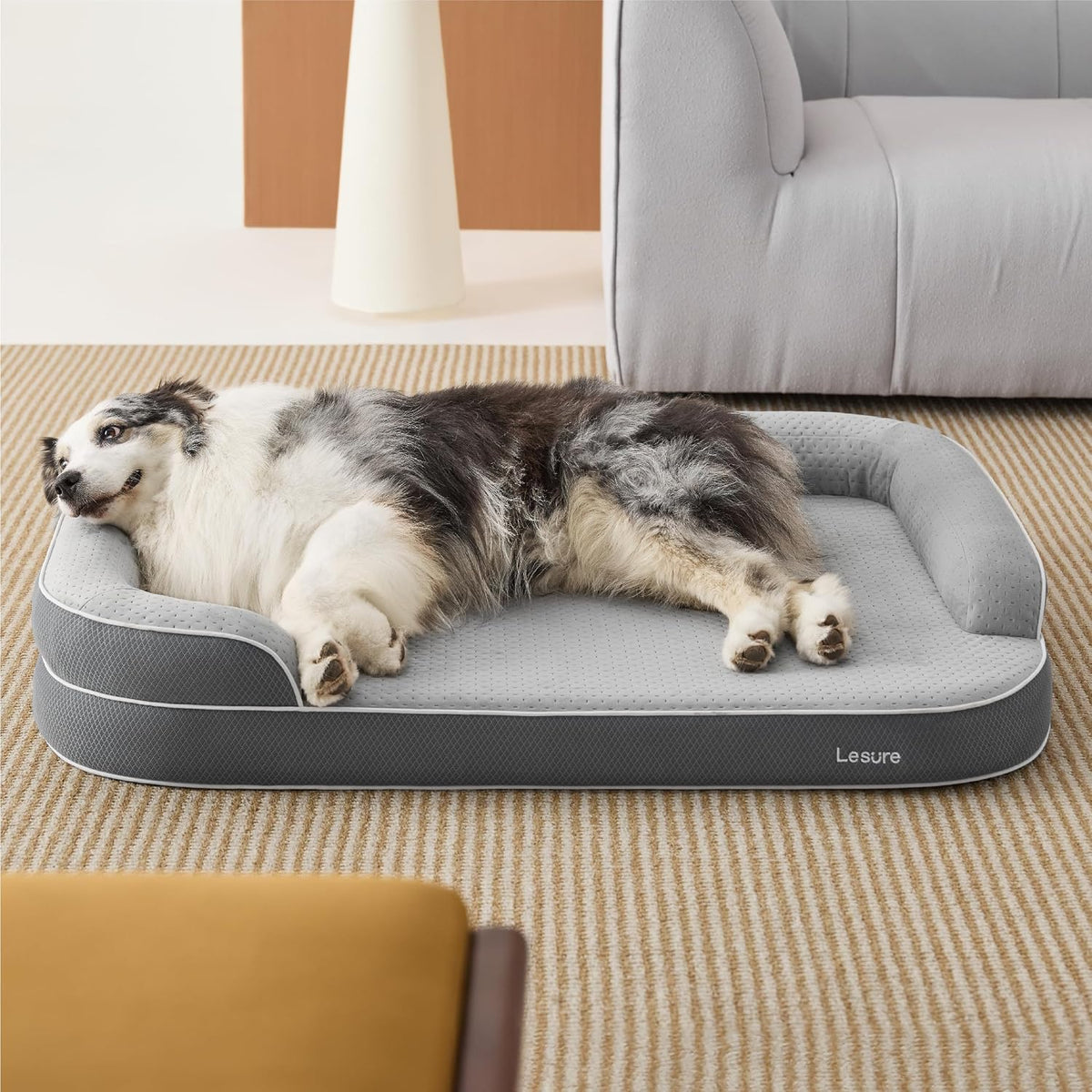 LE SURE RealOrtho™ XL Pro 3-Layer Orthopedic Extra Large Dog Bed,45" Grey
