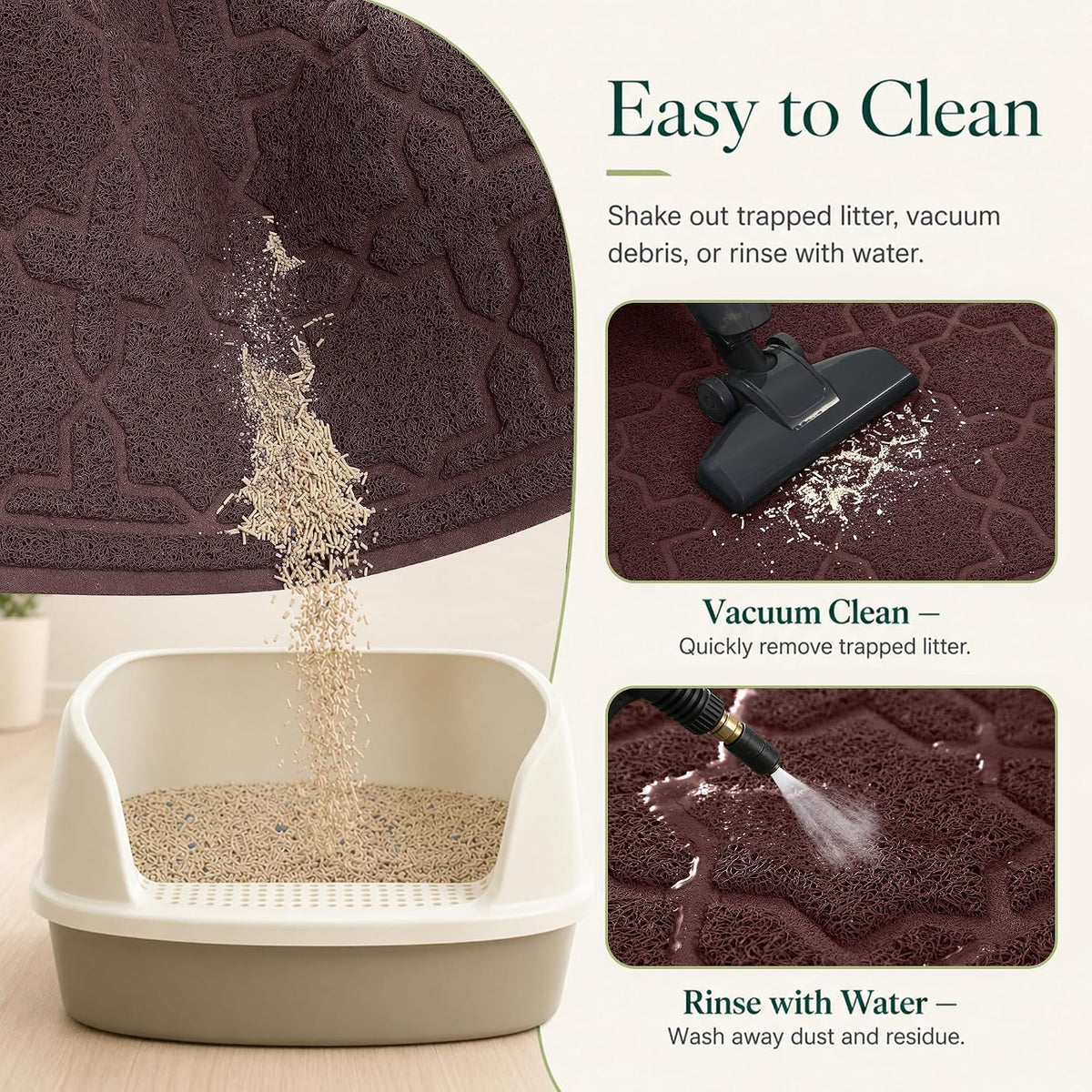 Yimobra Cat Litter Mat, Waterproof Litter Trapping Mat, 24x20, Dark Coffee | PVC Litter Box Mat with Non Slip Backing, Easy Clean Surface and Scatter Control Design for Cleaner Floors