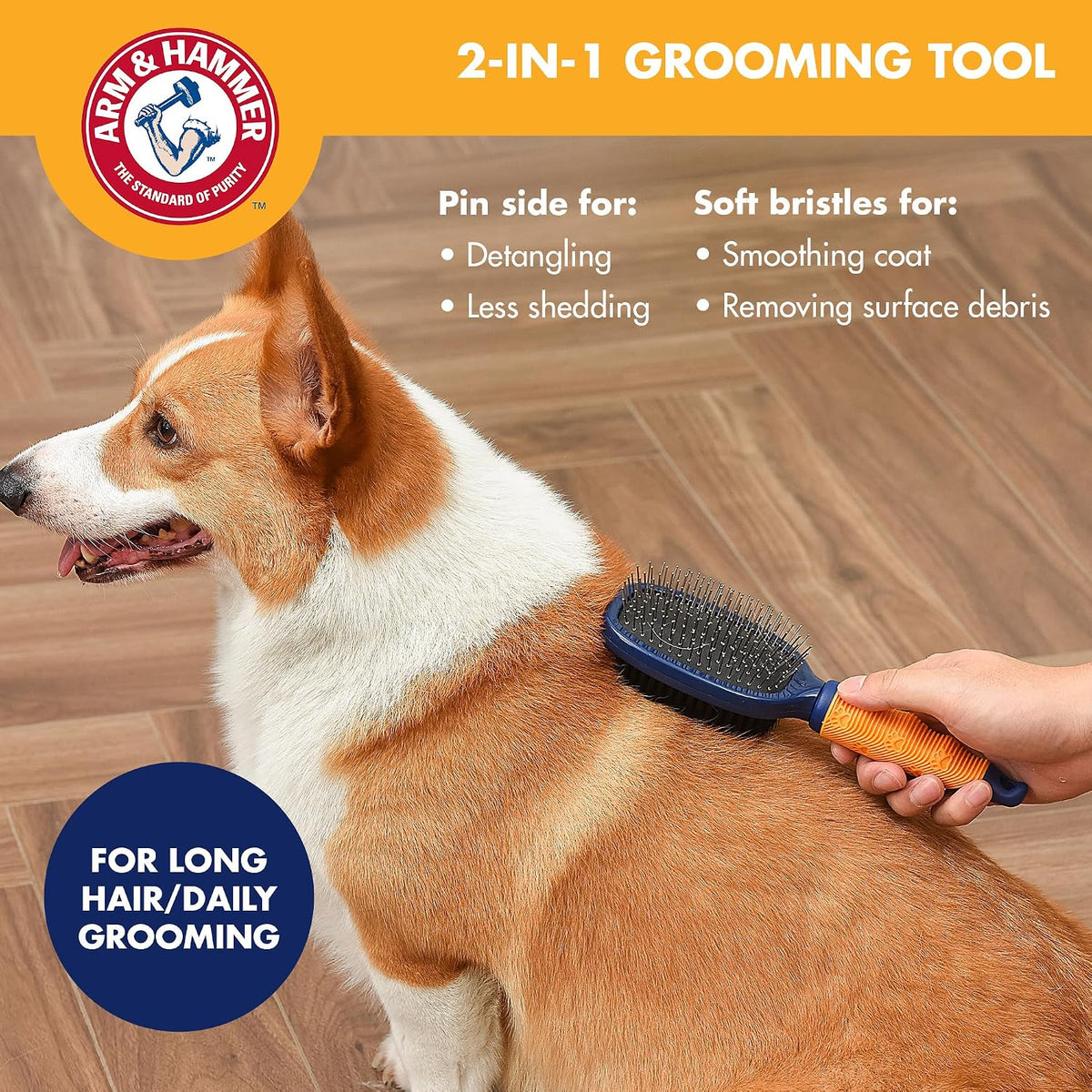 Arm & Hammer Deodorizing Pin & Bristle Dog Brush, Lily & Vanilla Scent