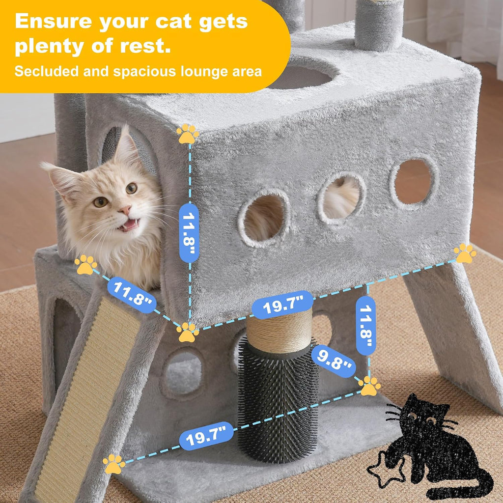 Hey-brother Cat Tree Tower with Multi-Level Platforms, Cozy Condos, MPJ085W