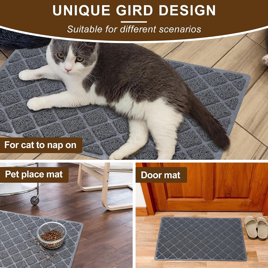 Cat Litter Box Mat,24 x 35 In,Trapping Mat Premium Durable PVC Pad,Grey | Easy to Clean，Non-Slip，Urine Waterproof