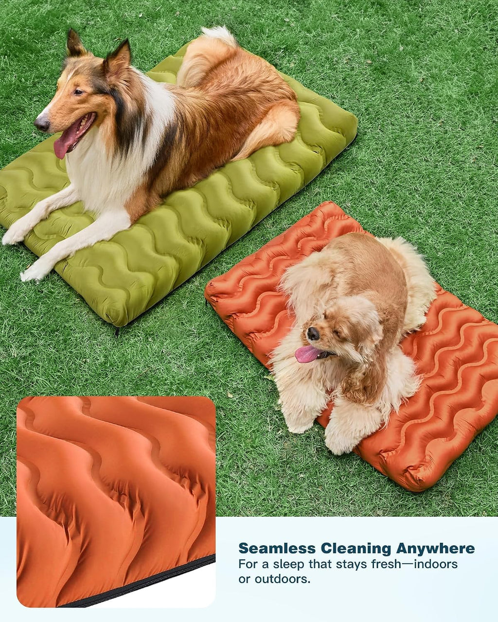 Washable Dog Bed, Cooling Dog Crate Bed Mat with Memory Foam, Water-Resistant Outdoor Dog Bed for Large Medium Small Dogs