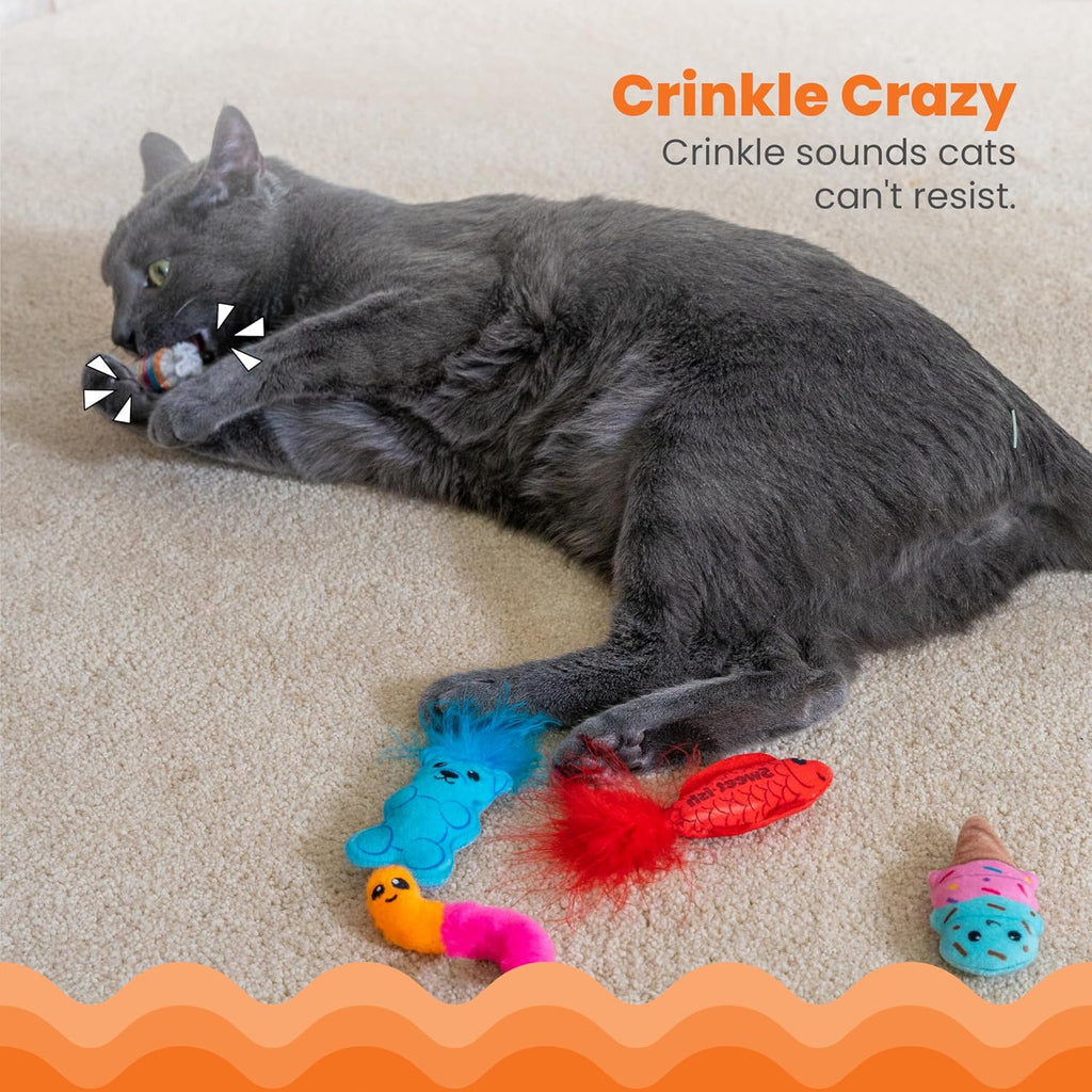 Catstages Kitty Sweet Treats Plush Catnip Cat Toys, 7.8", 6-Pack