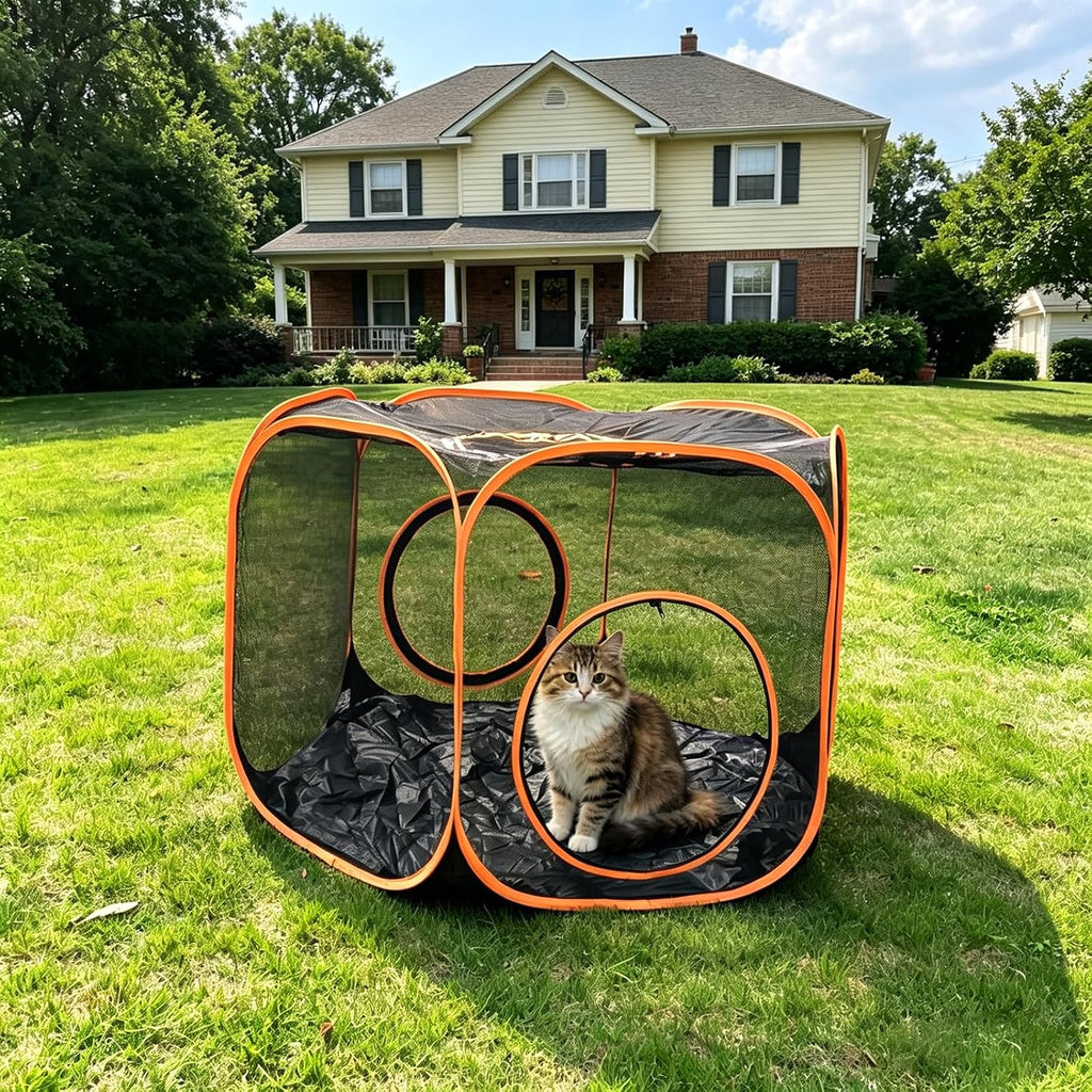 3 in 1 Cat Tent Tunnel 3-Level Climbing Tower with Tunnel Pet Play House Outdoor Large Foldable Cat Enclosure Puppy Playpens (3 in 1)
