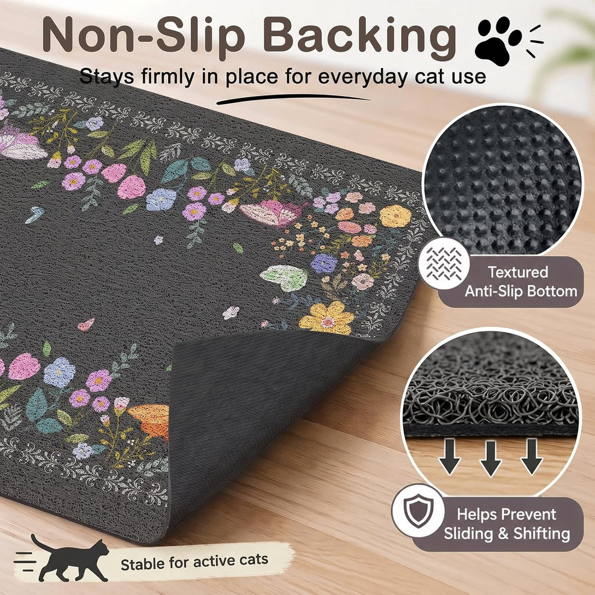 Unicorn Catcher 33"x22" Cat Litter Mat Non-Slip Washable Litter Box Mat