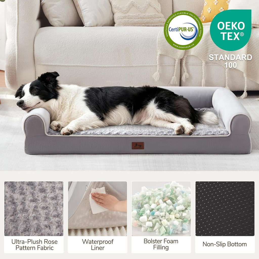 Orthopedic Large Dog Bed，Washable Dog Couch for XL Senior Dogs