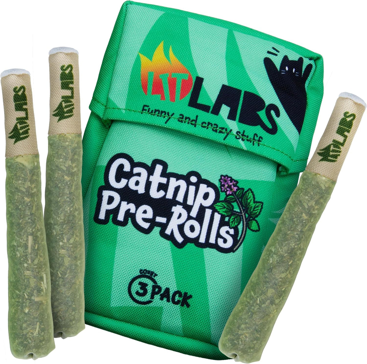 LIT LABS Cat Doobie 3 Pack Catnip Toys for Cats, Funny Cat Toys, Safe Kitten Teething Chew and Kicker Toys, Stress-Relieving Indoor Cat Gifts that Hit Different