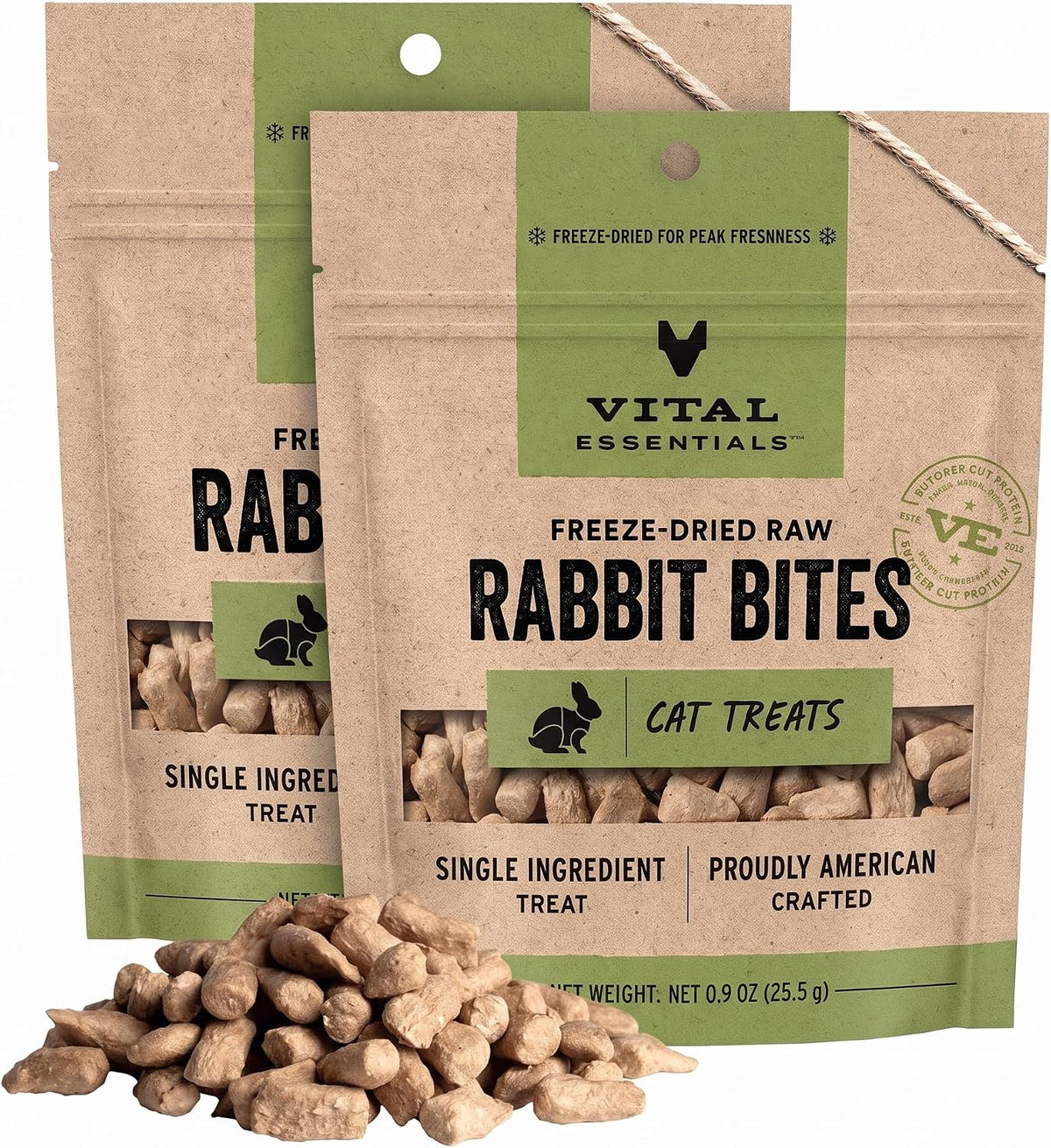 Vital Essentials Freeze Dried Raw Cat Treats, Rabbit | Bites | 0.9 oz | Pack of 2