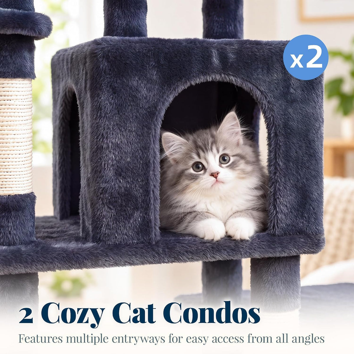 Hey-brother Cat Tree Tower with Stable Extended Base, 3 Platforms, MPJ038G