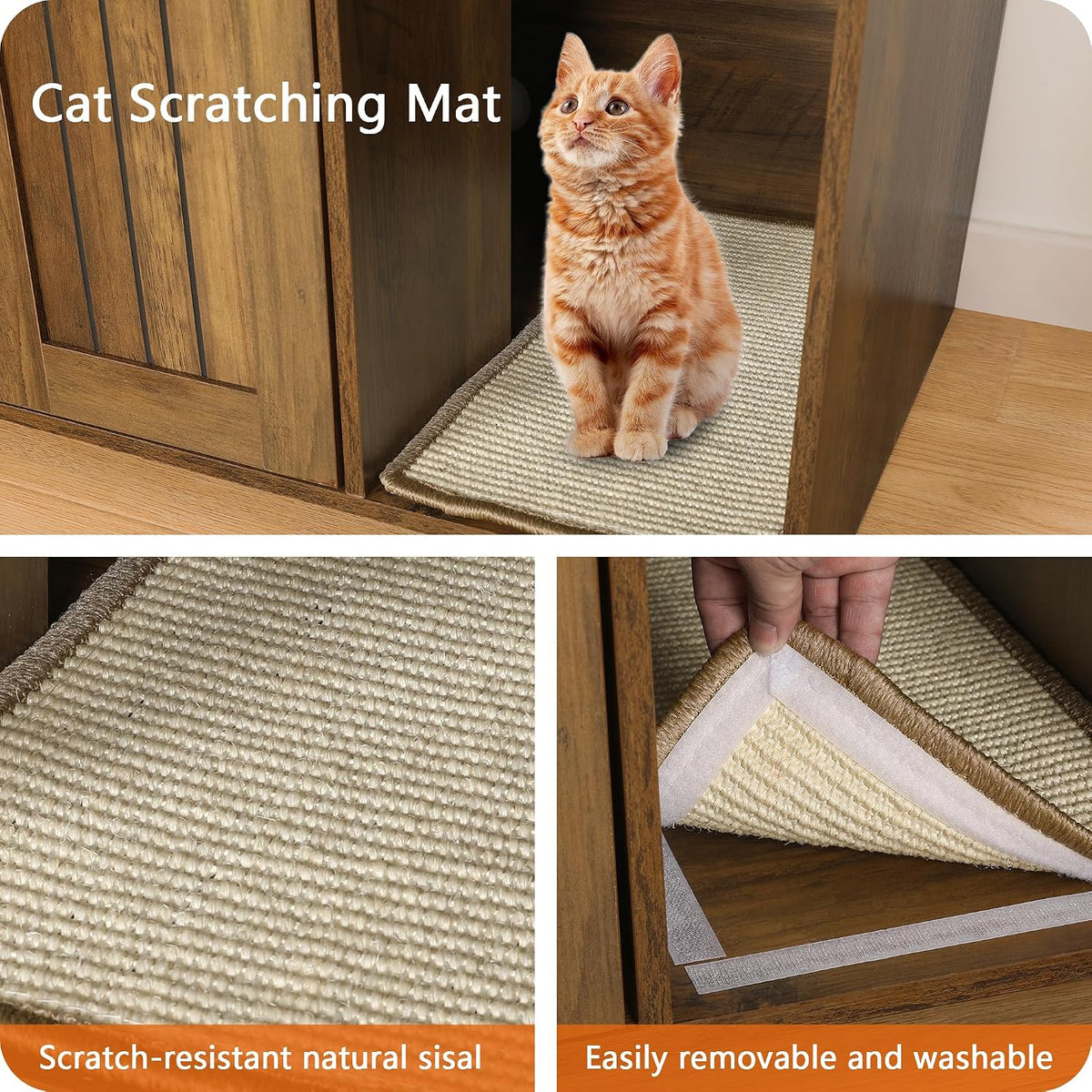 Dwanton Cat Litter Box Enclosure, with Scratching Mat, 31.5" x 19.7"x 21.7"