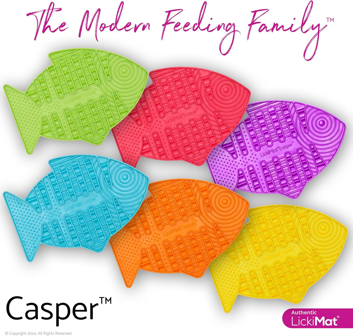 Lickimat Casper & Felix, Fish-Shaped Cat Slow Feeders Lick Mat, Boredom Anxiety Reducer; Perfect for Food, Treats and Anxiety Reduction. (Orange & Turquoise)