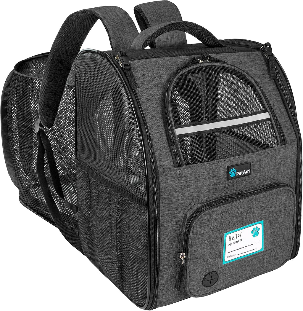 PetAmi Expandable Dog Cat Backpack Carrier, Airline Approved, Dark Gray