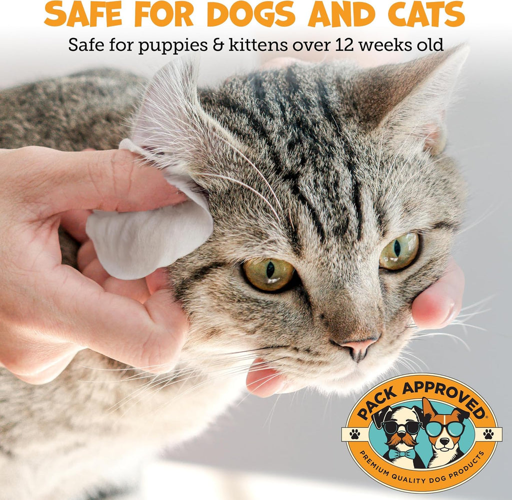 Pack Approved Advanced Ear Wipes for Dogs & Cats with Aloe Vera - 100ct