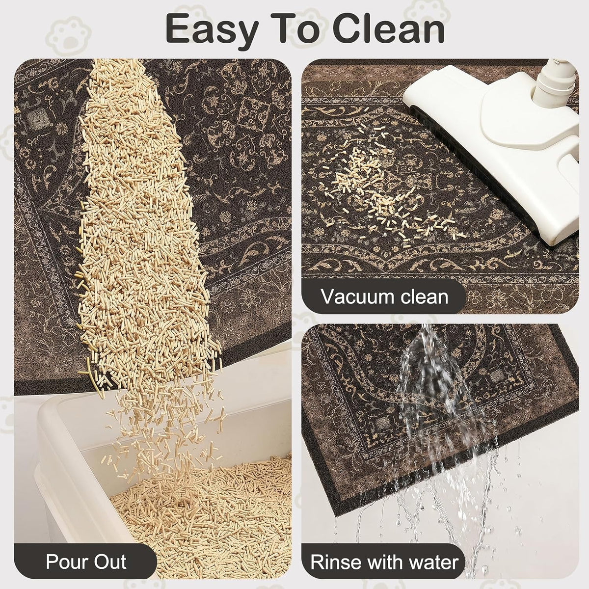 Glittme Cat Litter Mat, 47"x35" Non-Slip Washable Trapping Mat for Cats | Litter Trapping Mat With Thick PVC Coil To Catch Scatter, Soft On Paws And Waterproof Bottom To Protect Floors
