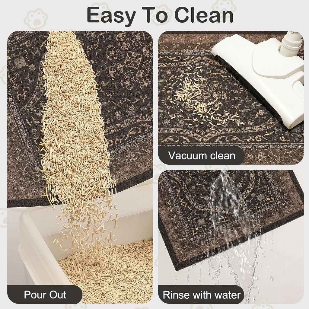 Glittme Cat Litter Mat, 40"x30" Non-Slip Washable Trapping Mat for Cats | Litter Trapping Mat With Thick PVC Coil To Catch Scatter, Soft On Paws And Waterproof Bottom To Protect Floors