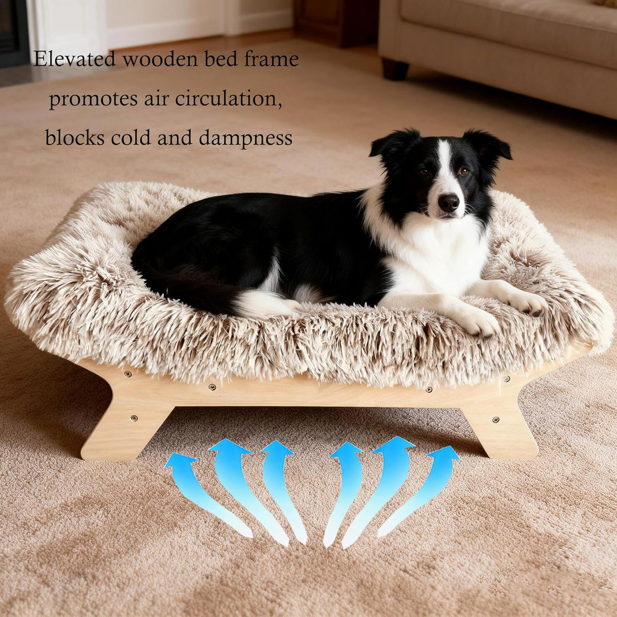 Large Size Elevated Dog Bed, Natural Finish Raised Dog Bed