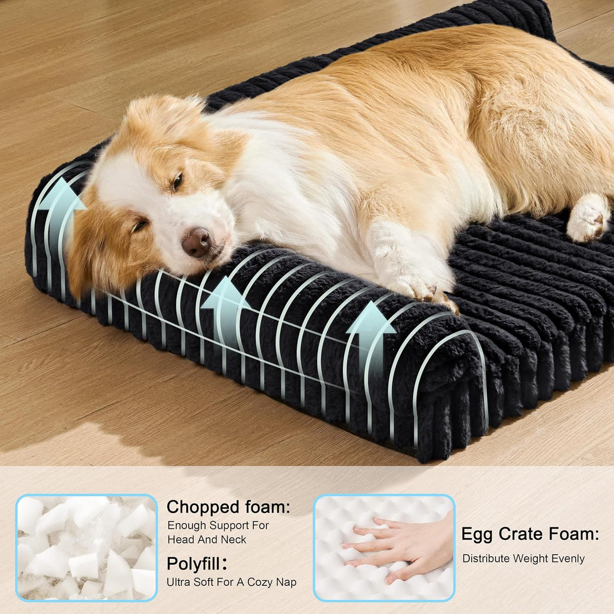 Orthopedic Large Dog Bed Furry Pet Bed, Washable Cover 36''X24''