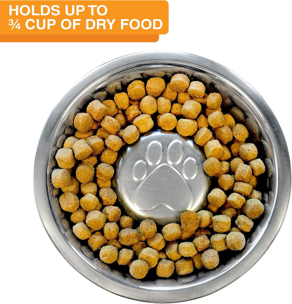 Neater Feeder Express Mess Proof Dog Bowls Elevated for Small Breeds Under 15 Lb, Made in USA, No Spill Raised Dog Food Bowl Stand, Stainless Steel Slow Feed and Standard Water Bowl Set, Cappuccino